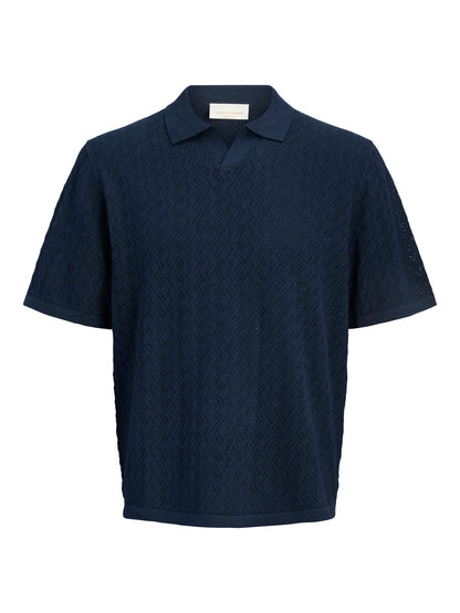 JACK & JONES JORTYLER KNIT SS SPLIT NECK POLO SN L