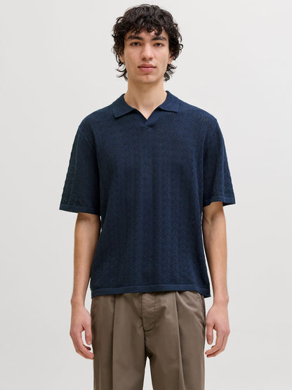 JACK & JONES JORTYLER KNIT SS SPLIT NECK POLO SN