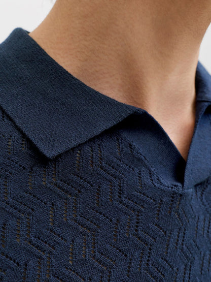 JACK & JONES JORTYLER KNIT SS SPLIT NECK POLO SN