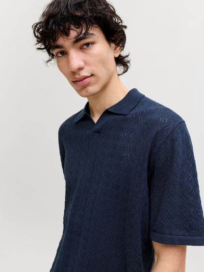 JACK & JONES JORTYLER KNIT SS SPLIT NECK POLO SN