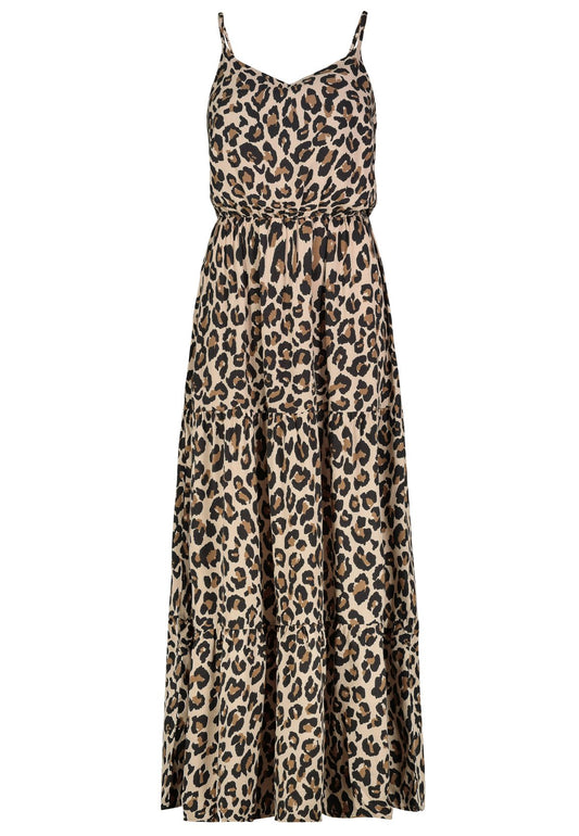 SUBLEVEL Damen, Kleid kurzarm, leo: brown