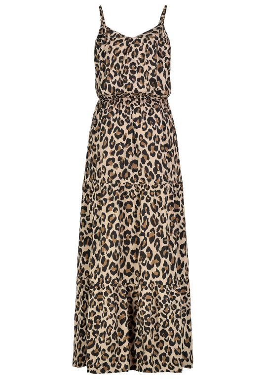 SUBLEVEL Damen, Kleid kurzarm, leo: brown