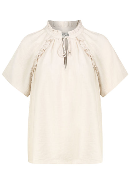 SUBLEVEL Damen, Bluse kurzarm, nude beige