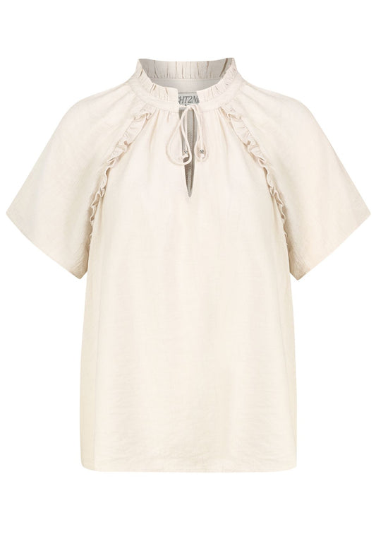 Damen, Bluse kurzarm, nude beige