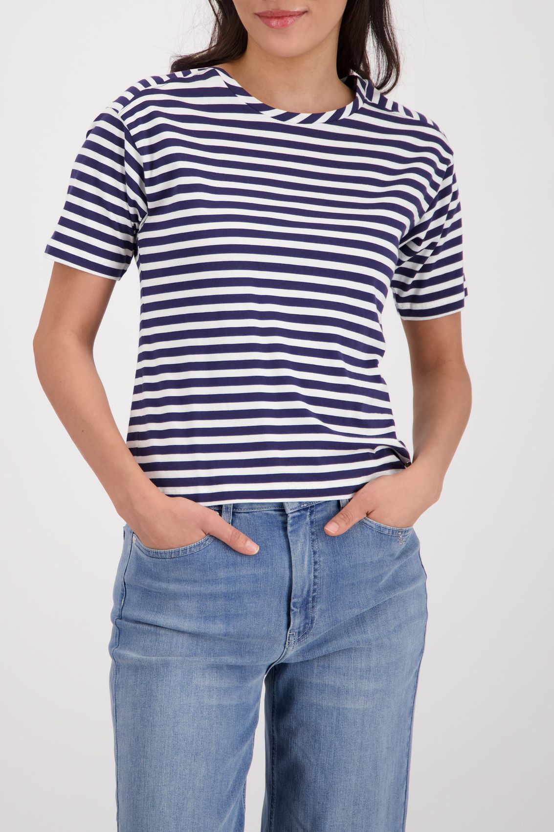 MONARI T-Shirt, marine ringel
