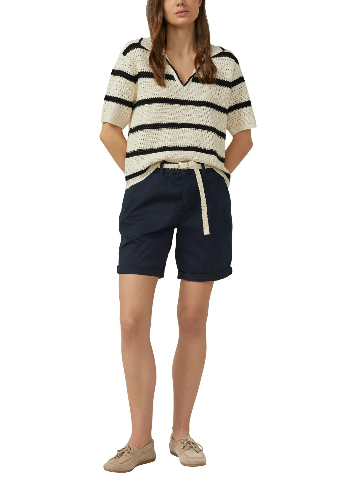 S.OLIVER Shorts mit geflochtenem Gürtel