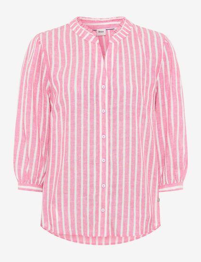 BRAX Leinenmix-Bluse mit Lurex-Stripes "Style Violet"