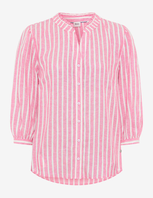 BRAX Leinenmix-Bluse mit Lurex-Stripes "Style Violet"