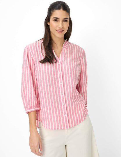 BRAX Leinenmix-Bluse mit Lurex-Stripes "Style Violet"