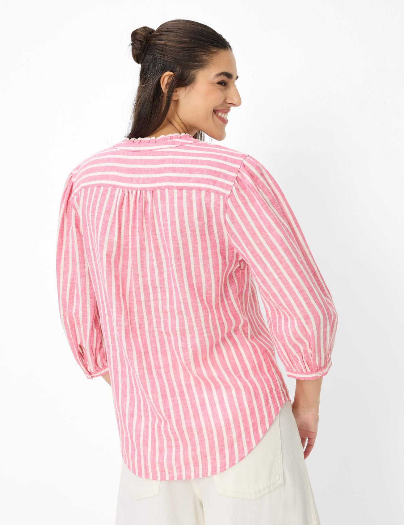 BRAX Leinenmix-Bluse mit Lurex-Stripes "Style Violet"