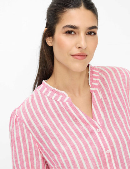 BRAX Leinenmix-Bluse mit Lurex-Stripes "Style Violet"