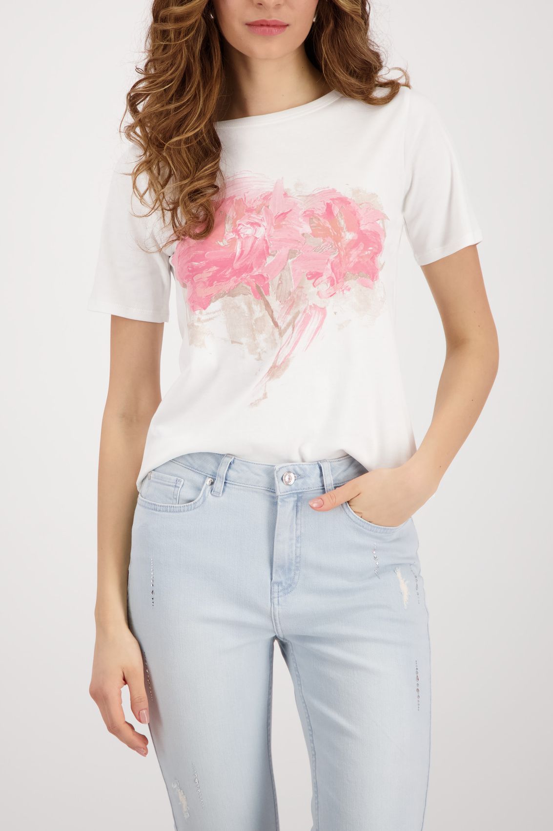 T-Shirt mit verwischter Blume