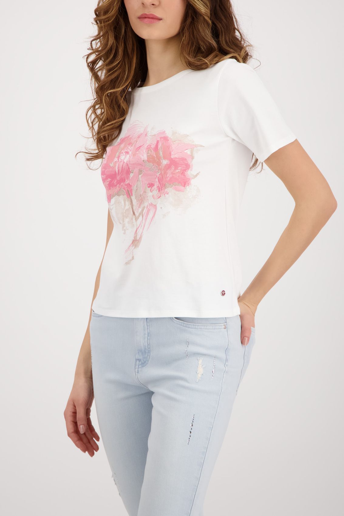 T-Shirt mit verwischter Blume