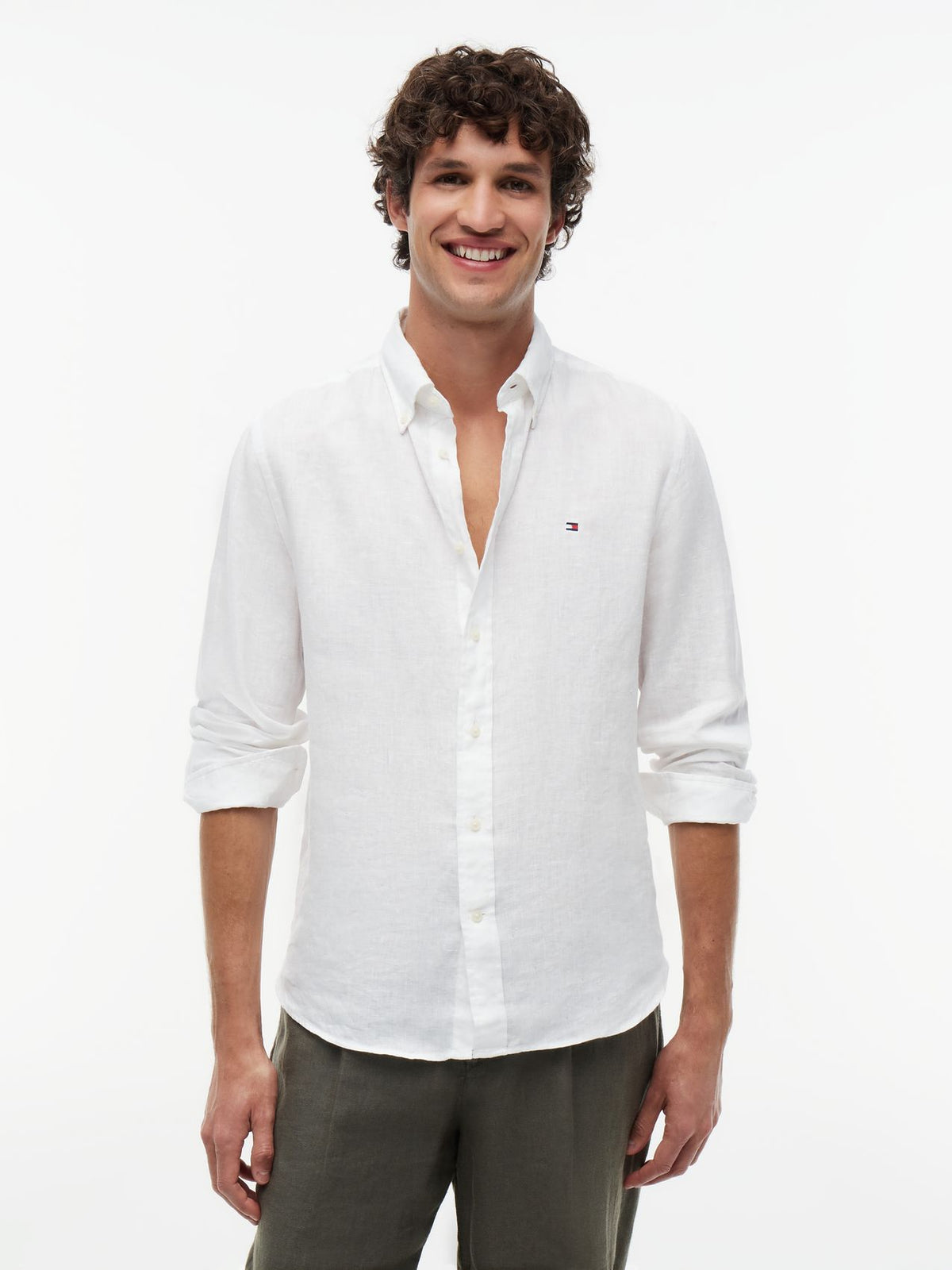 TOMMY HILFIGER PIGMENT DYED LI SOLID RF SHIRT L
