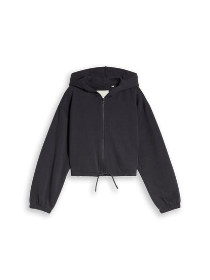 Cropped Hoodie Sweatjacke aus Baumwolle