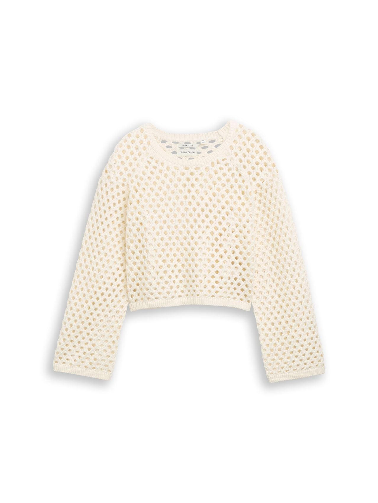 Cropped Strickpullover mit Lochmuster