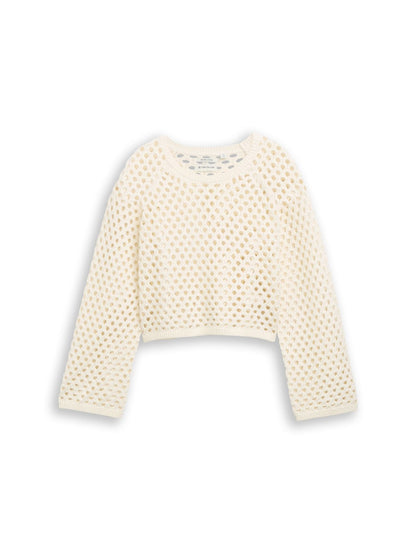 Cropped Strickpullover mit Lochmuster