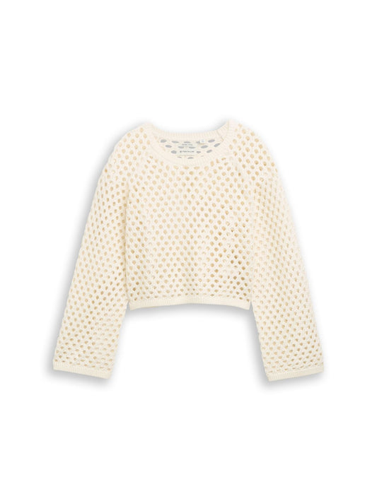 TOM TAILOR Cropped Strickpullover mit Lochmuster