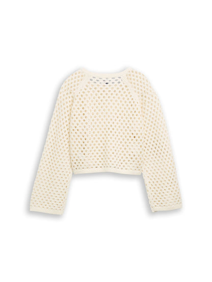 Cropped Strickpullover mit Lochmuster