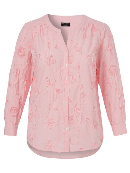 Bluse V-Ausschnitt 1/1 Arm Streifen
