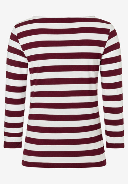 Striped Shirt, 3/4 Sleeve, pomegranate red offwhite jersey str