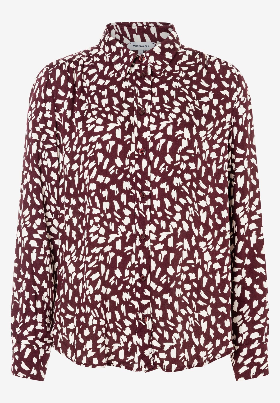 Print Blouse with Pleats, brush dots print