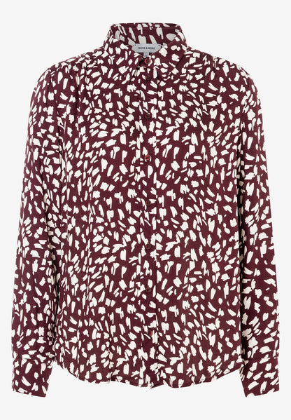 Print Blouse with Pleats, brush dots print