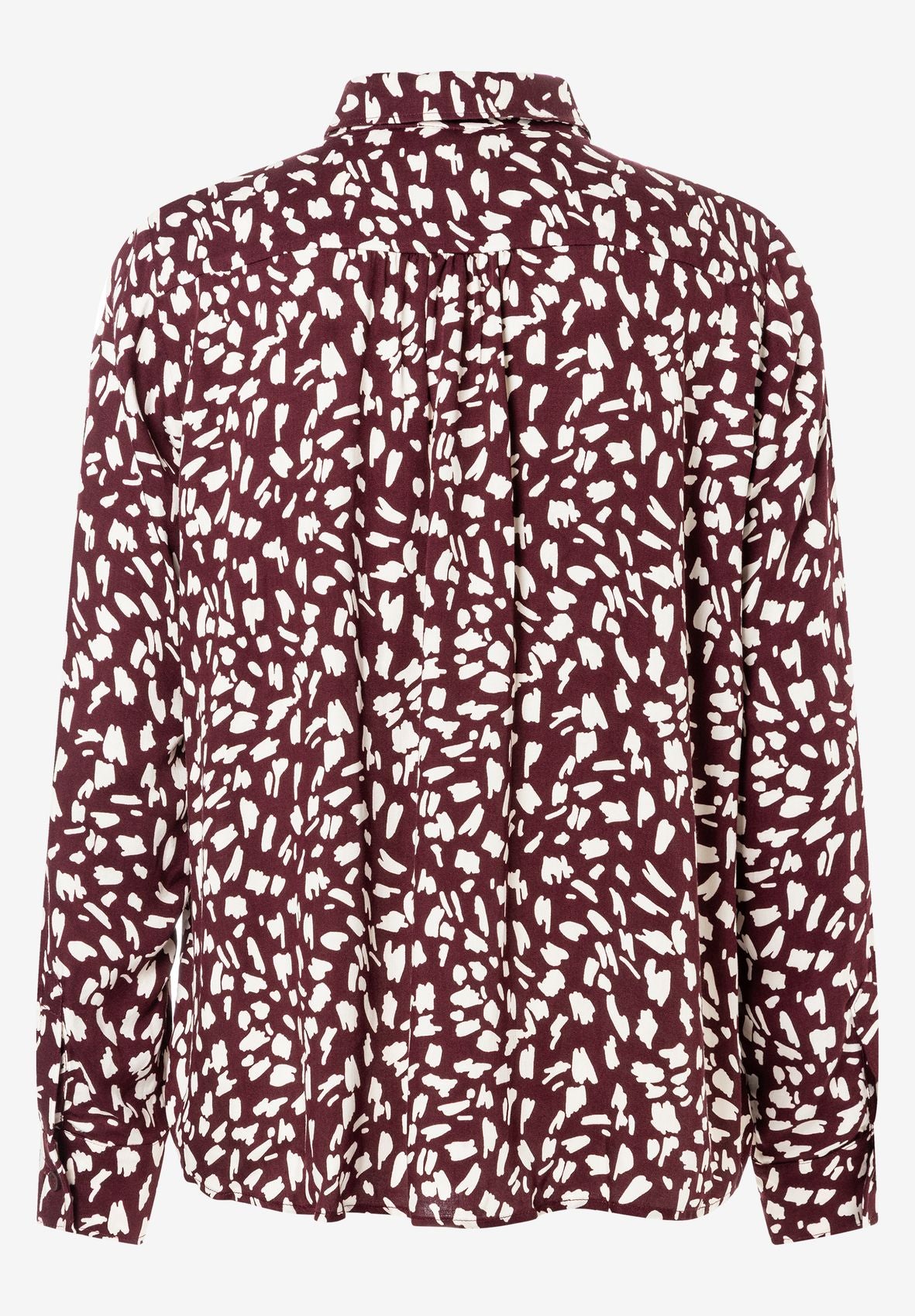 Print Blouse with Pleats, brush dots print