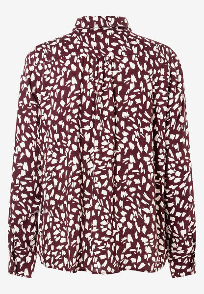 Print Blouse with Pleats, brush dots print