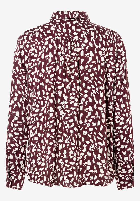 MORE & MORE Print Blouse with Pleats, brush dots print