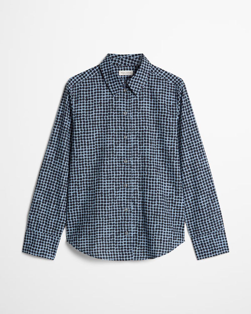 Gepunktete Bluse mit Kentkragen