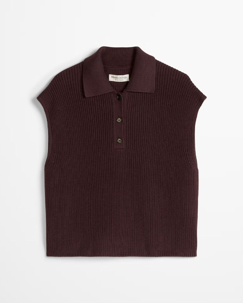 MARC O'POLO Ärmelloses Strick-Poloshirt