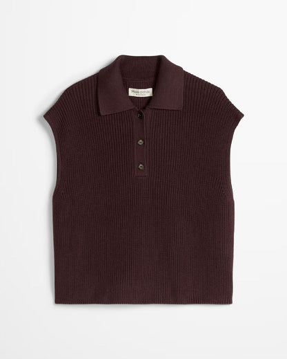 MARC O'POLO Ärmelloses Strick-Poloshirt
