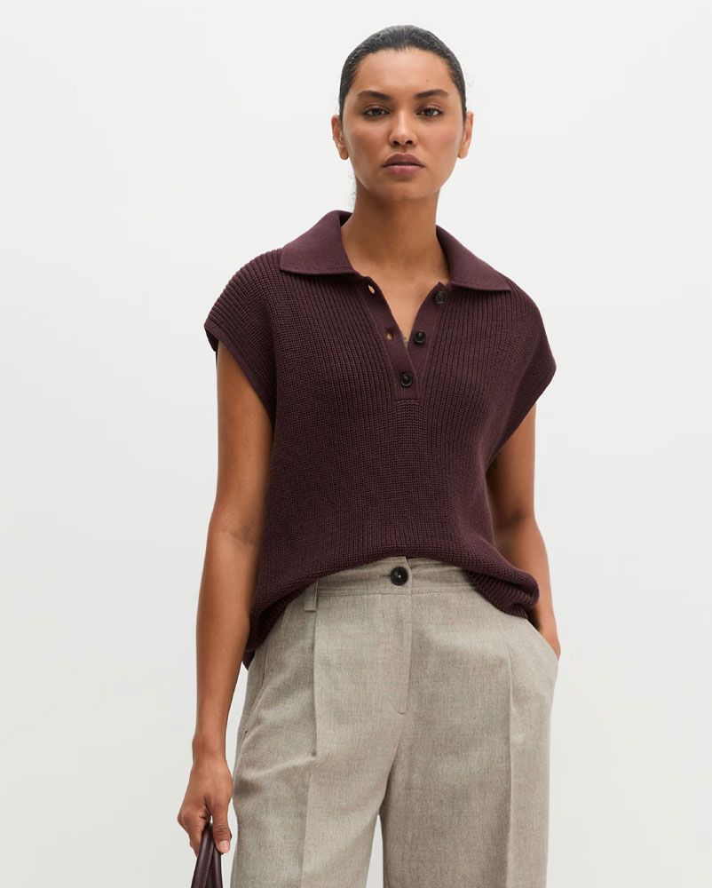 MARC O'POLO Ärmelloses Strick-Poloshirt
