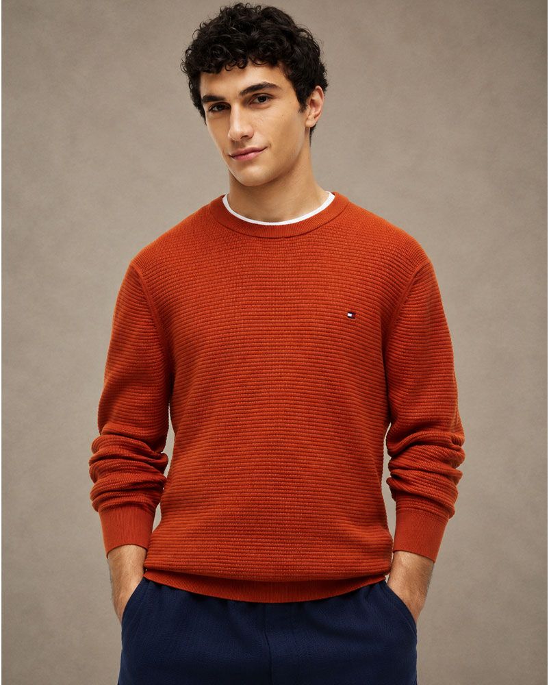 TOMMY HILFIGER Strukturierter Pullover mit Stickerei