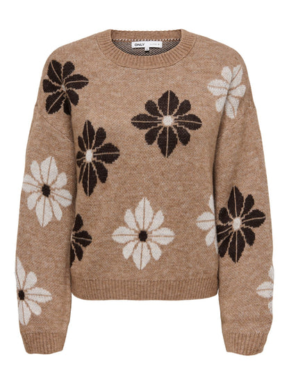 ONLY ONLFREESIA LS FLOWER O-NECK KNT NOOS XL