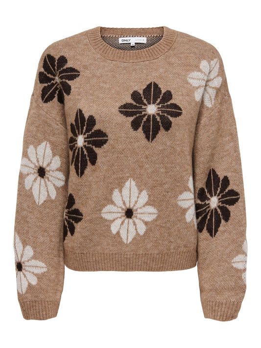 ONLY ONLFREESIA LS FLOWER O-NECK KNT NOOS XL