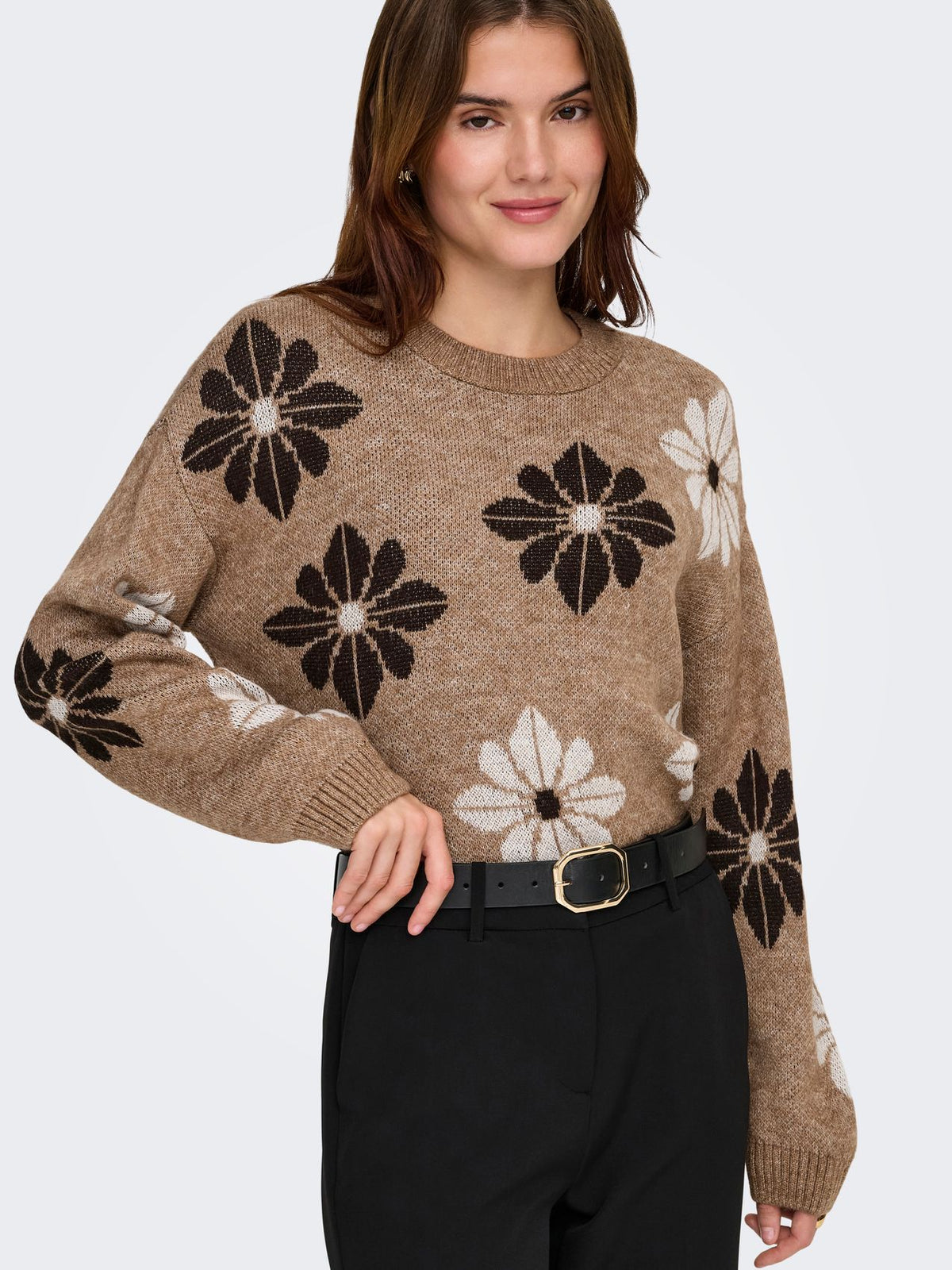 ONLY ONLFREESIA LS FLOWER O-NECK KNT NOOS