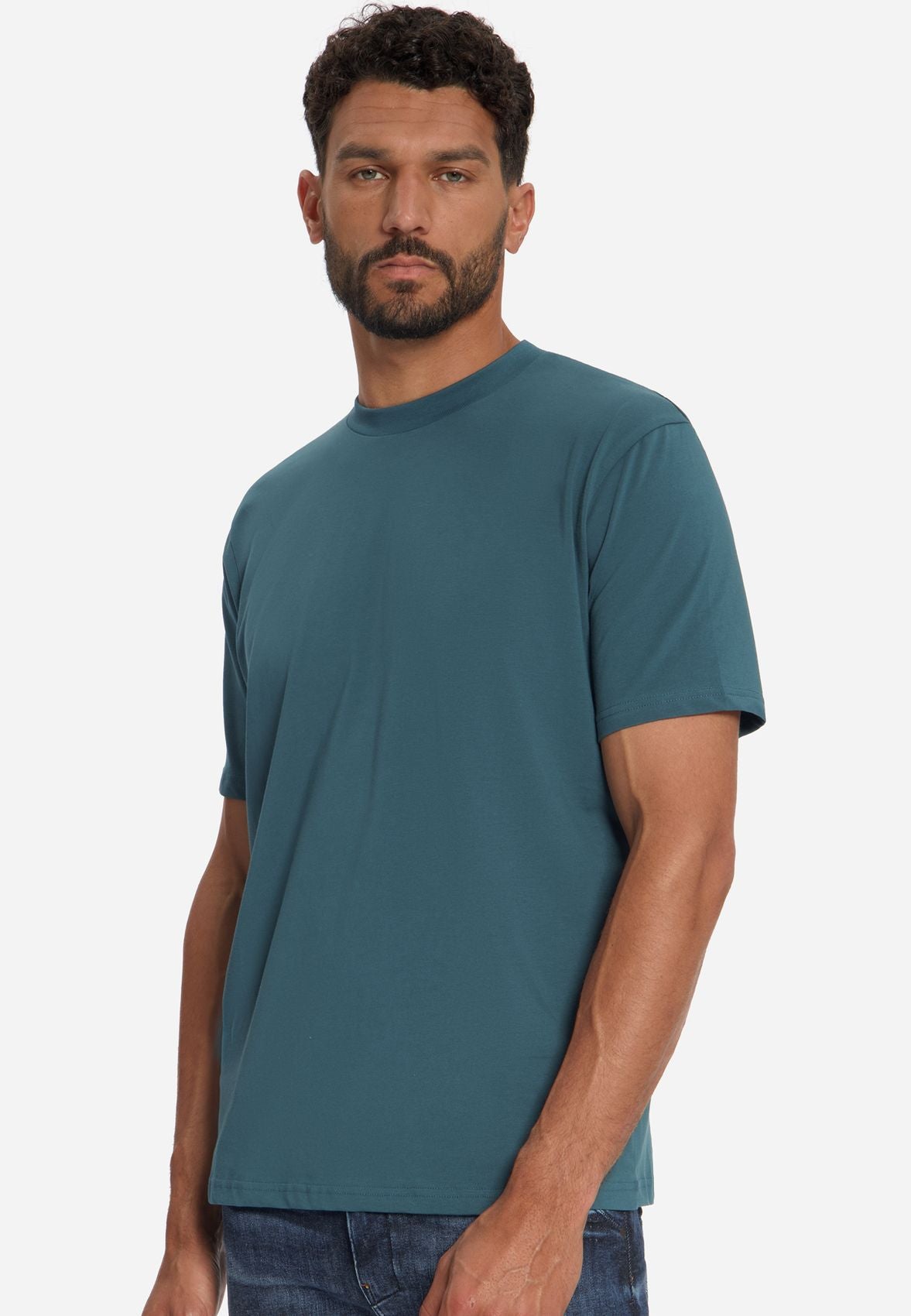 NO EXCESS T-Shirt Crewneck Solid Basic Stretch
