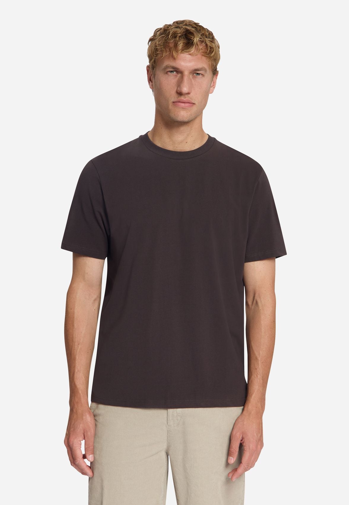 NO EXCESS T-Shirt Crewneck Solid Basic Stretch L
