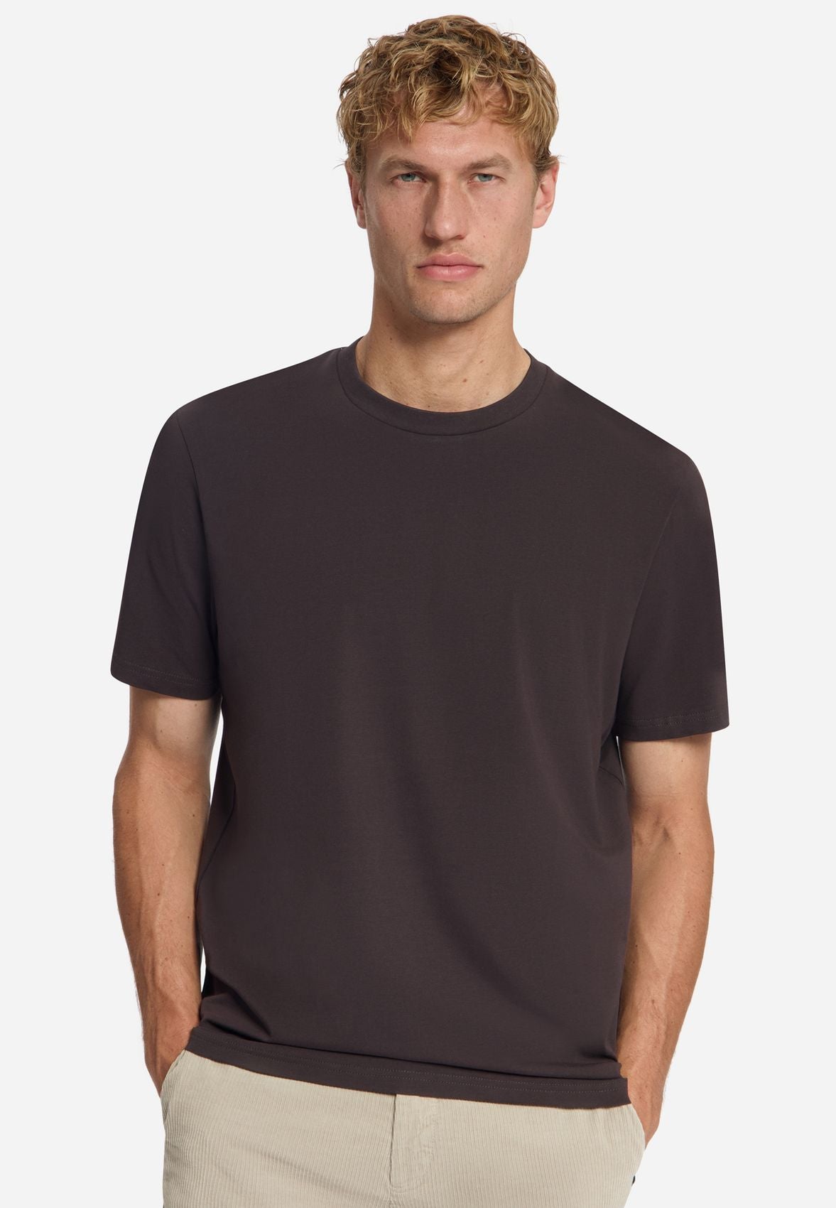NO EXCESS T-Shirt Crewneck Solid Basic Stretch