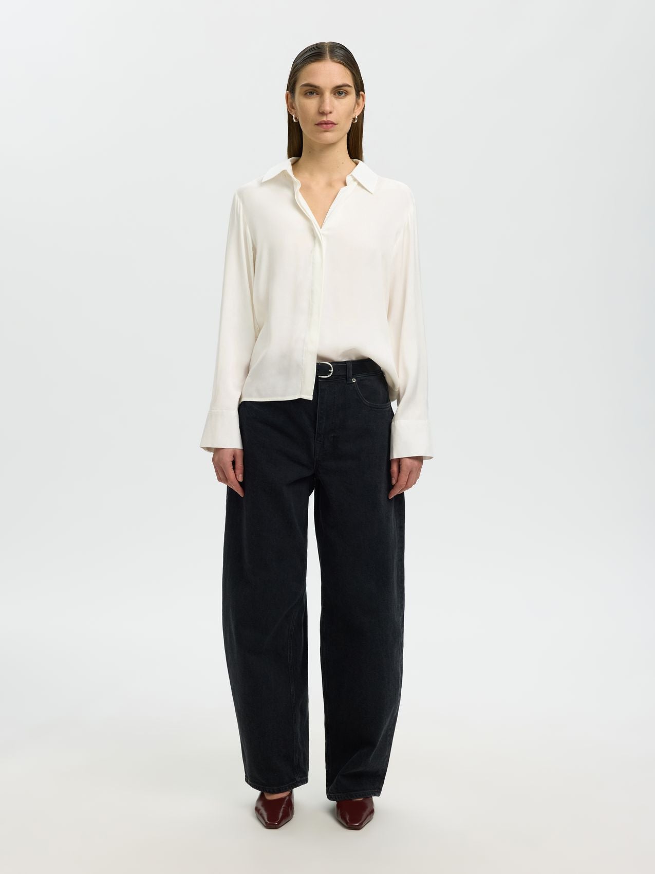 SELECTED SLWJONNA REG LS OPEN COLLAR SHIRT NOOS