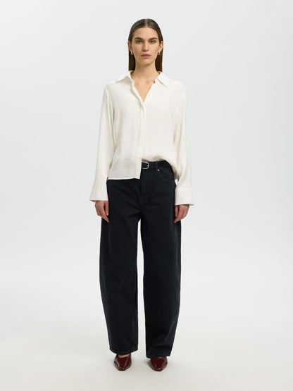 SELECTED SLWJONNA REG LS OPEN COLLAR SHIRT NOOS