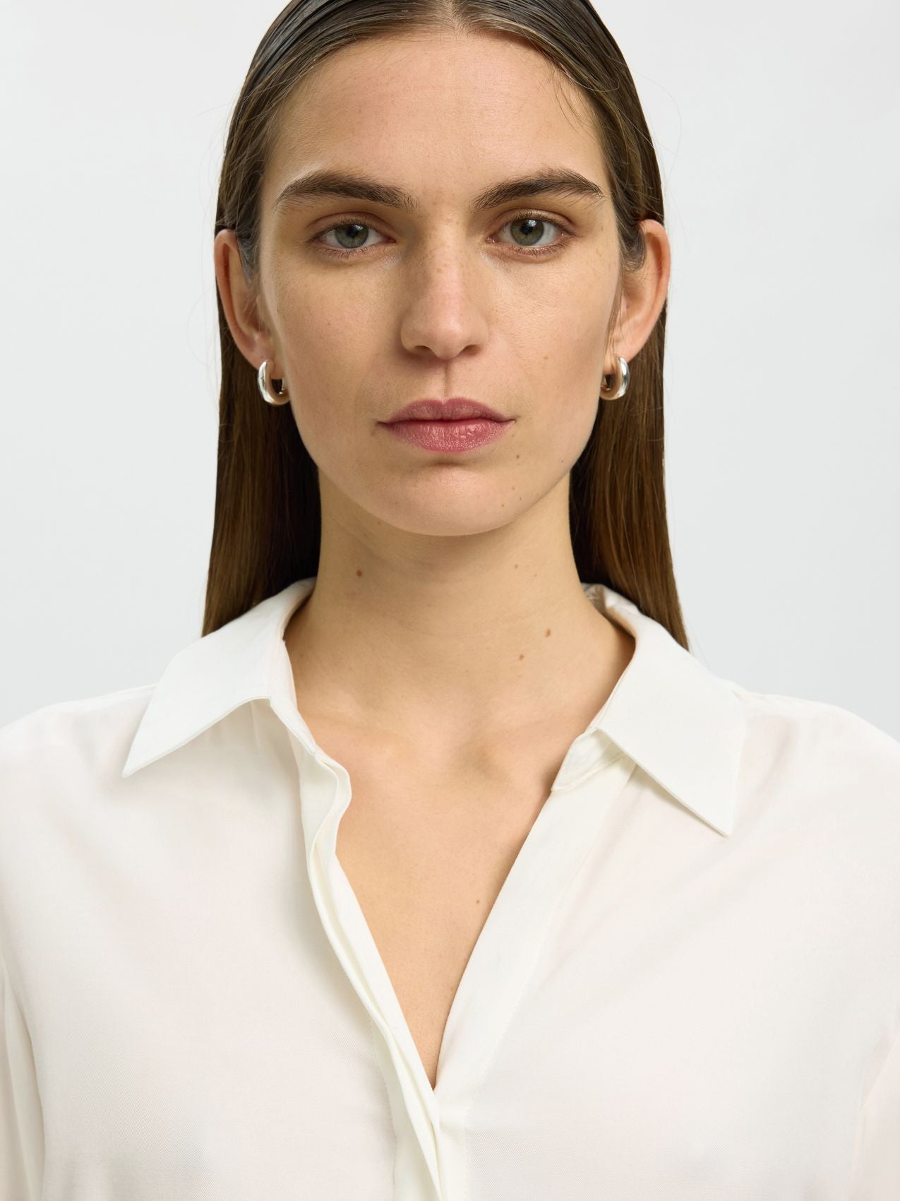 SELECTED SLWJONNA REG LS OPEN COLLAR SHIRT NOOS