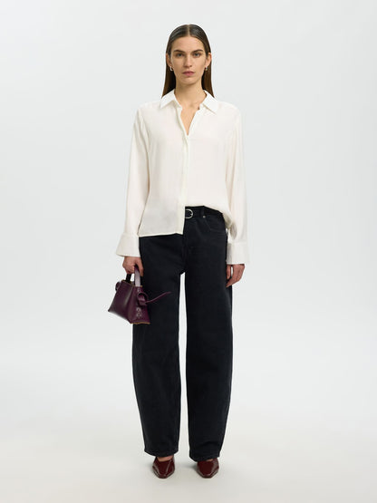 SELECTED SLWJONNA REG LS OPEN COLLAR SHIRT NOOS