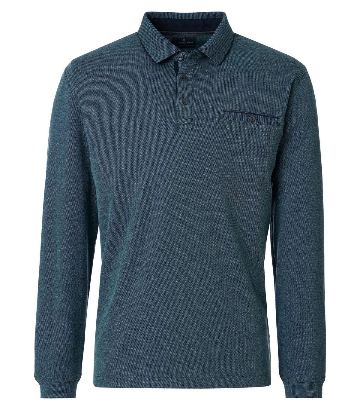 CASA MODA Strukturiertes Langarm-Poloshirt