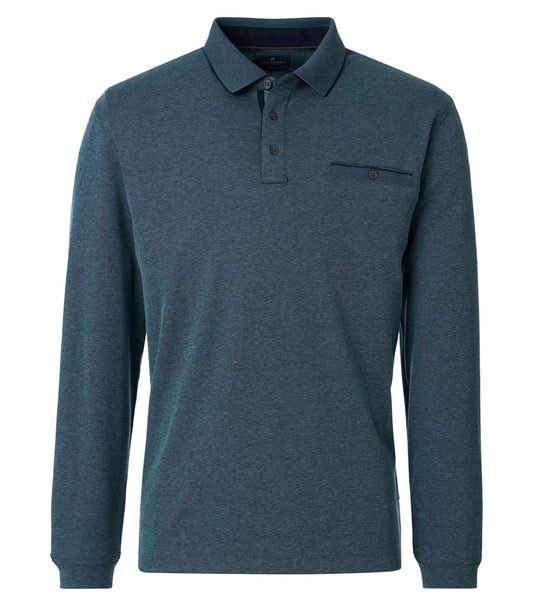 CASA MODA Strukturiertes Langarm-Poloshirt