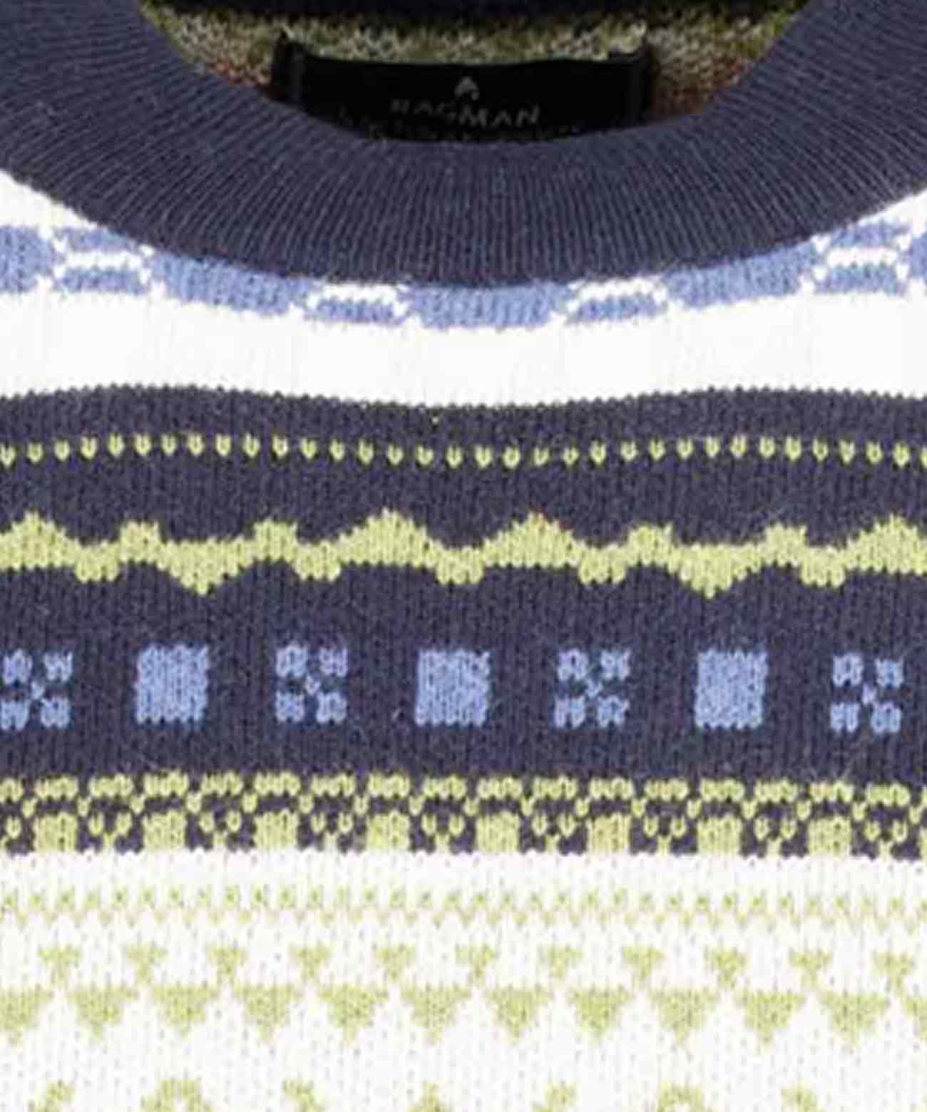 RAGMAN Strickpullover Jacquard, Baumwolle/Kaschmir