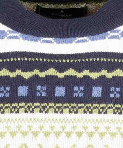 RAGMAN Strickpullover Jacquard, Baumwolle/Kaschmir