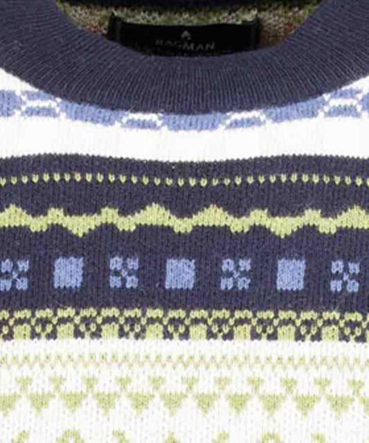 RAGMAN Strickpullover Jacquard, Baumwolle/Kaschmir